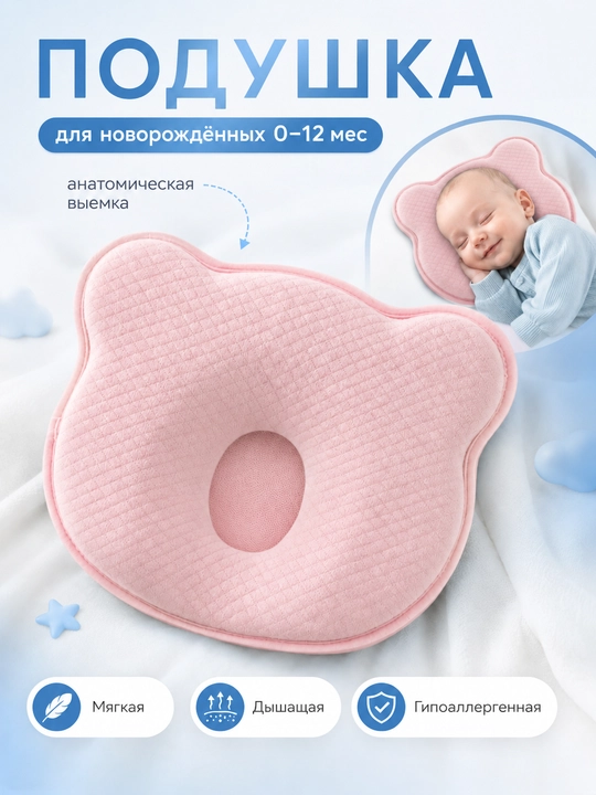 Ортопедическая подушка для новорожденных, подушка для детей, подушка с эффектом памяти - 