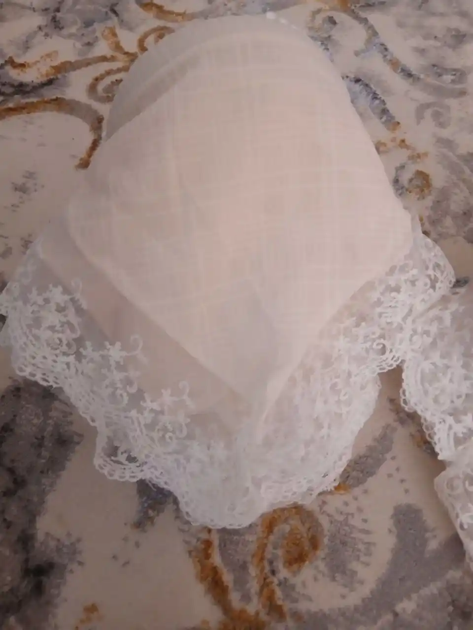 Ayollar uchun oq dantelli bandana, vintage uslubdagi bosh ro‘mol
