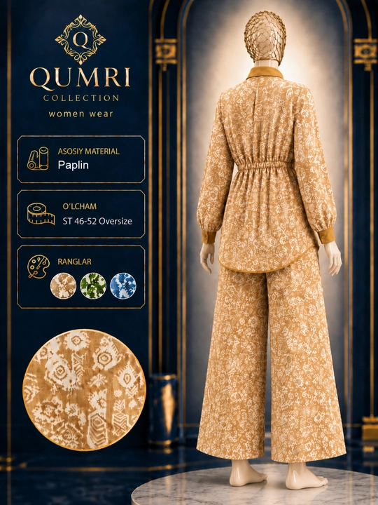 Ayollar komplekti, paplin kostyum, oversize kostyum, keng shimli, ayollar kiyimi, yozgi