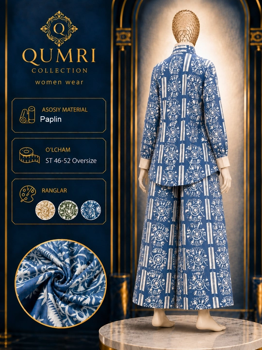 Ayollar komplekti, paplin kostyum, oversize kostyum, keng shimli, ayollar kiyimi, yozgi
