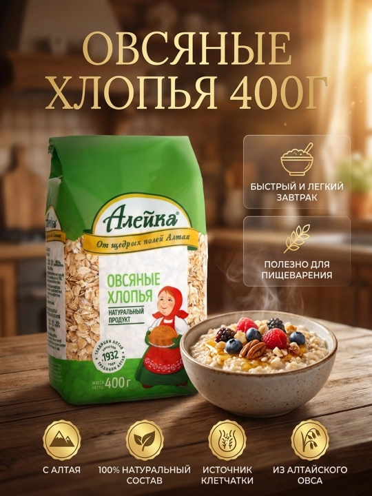 Aleika suli yormasi (ovsyanka) 400 g, Oltoy tabiiy nonushtasi - 