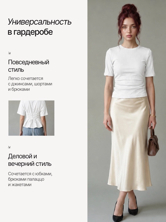 Футболка женская, топ с завязками на талии и эффектом корсета, Freesize