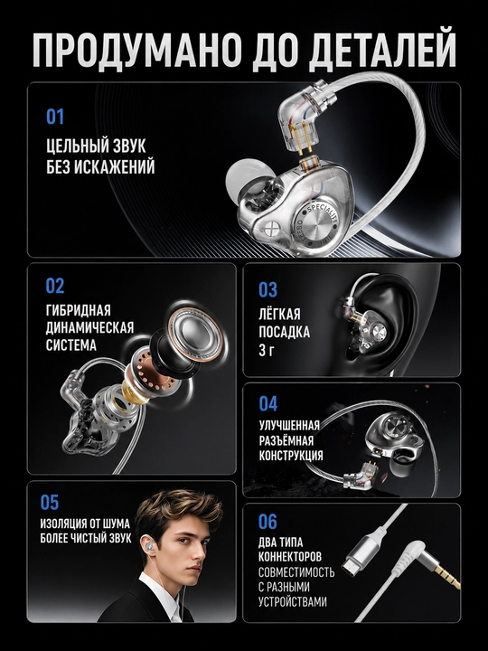 Simli Hi-Fi quloqchinlar, mikrofonli, Type-C/3,5 mm, bas, o'yin, musiqa va telefon uchun