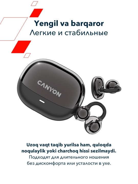 Simsiz ochiq turdagi quloqchinlari Canyon OWS Ear Clips OnFlow 14, klipsalar