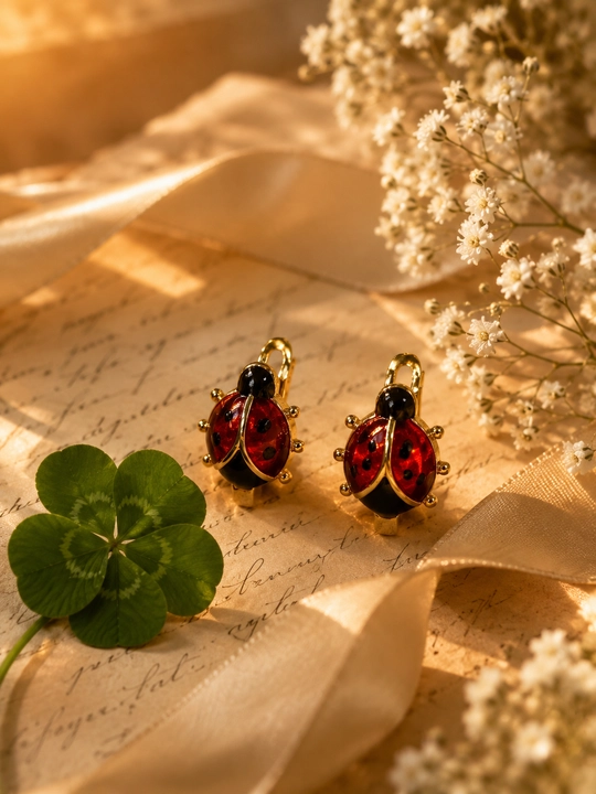 Серьги для девочек Clover и Ladybug, золотистые детские серьги-подвески