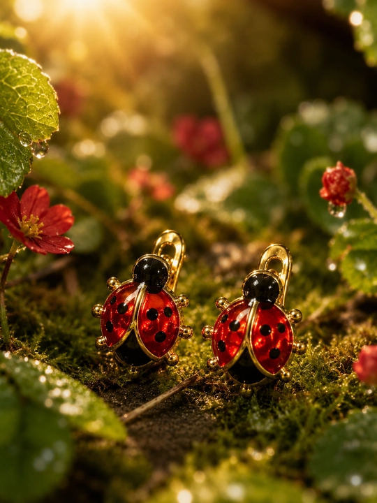 Серьги для девочек Clover и Ladybug, золотистые детские серьги-подвески