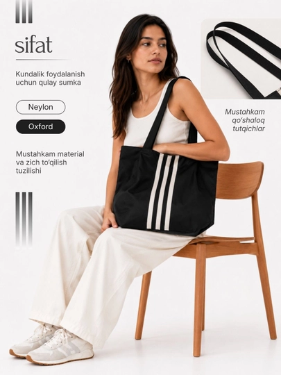 Ayollar katta shopper sumkasi, ish va o‘qish uchun, sportcha, A4 - 