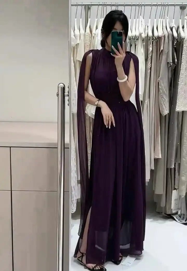 Женское длинное шифоновое платье
