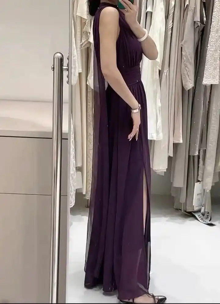 Женское длинное шифоновое платье