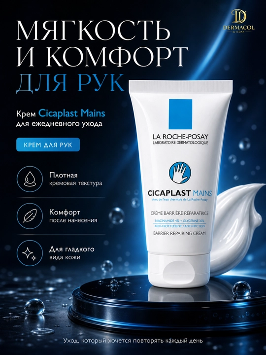 Крем барьер для рук Mains Cicaplast  La Roche уход за кожей рук, 50 мл