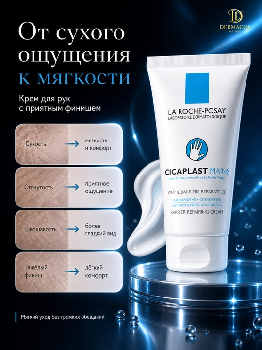 Крем барьер для рук Mains Cicaplast  La Roche уход за кожей рук, 50 мл