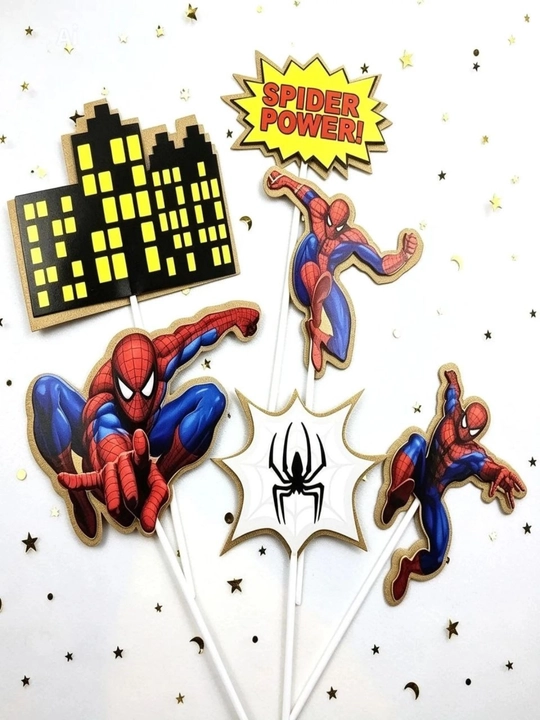 Tort uchun topper to‘plami Spider-Man, O‘rgimchak odam bayram bezagi - 