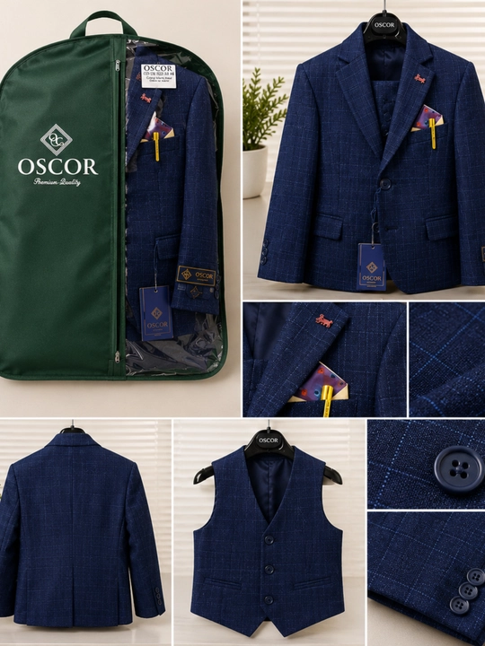 Костюм для мальчиков OSCOR 3-в-1 – пиджак, жилет и брюки, размеры 34–44