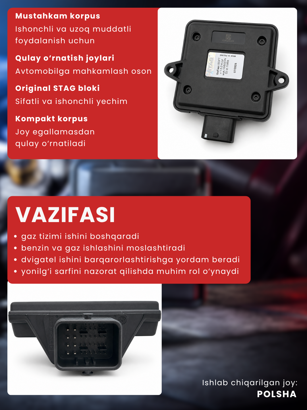 Блок управления газом STAG 200 GoFast, LPG/CNG, 4 цилиндра, OBD