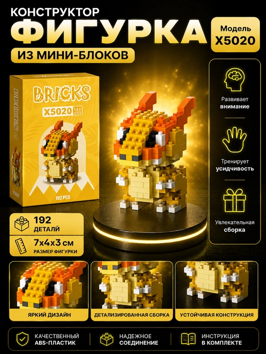 Игрушка-конструктор 3D покемон, коллекция лего фигурок из мини блоков - 