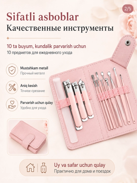 10 tasi 1 da manikyur nabor, ixcham tirnoq nabor, tirnoq olgich nabor