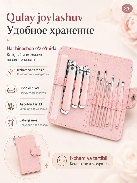 10 tasi 1 da manikyur nabor, ixcham tirnoq nabor, tirnoq olgich nabor