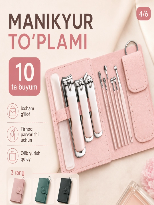 10 tasi 1 da manikyur nabor, ixcham tirnoq nabor, tirnoq olgich nabor