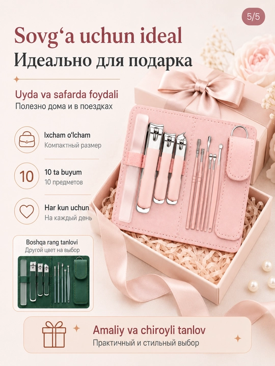 10 tasi 1 da manikyur nabor, ixcham tirnoq nabor, tirnoq olgich nabor