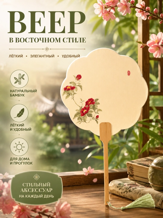 Бамбуковый веер ручной работы с изображением древнего китайского искусства - 