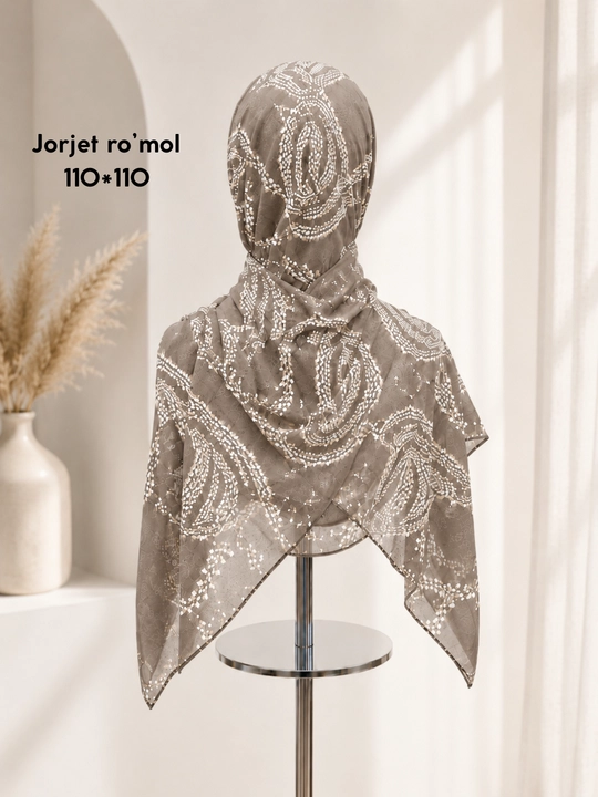 Jorjet ro‘mol 110x110, shifon ro‘mol, guldor hijob, ayollar uchun ro‘mol