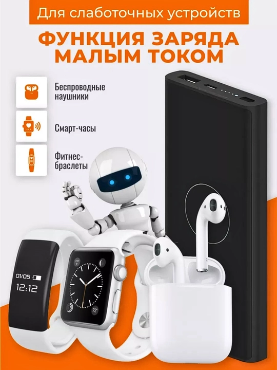 Power Bank 10000 mAh simsiz zaryadlash, tez zaryadlash 22.5W, 2 portli tashqi akkumulyator
