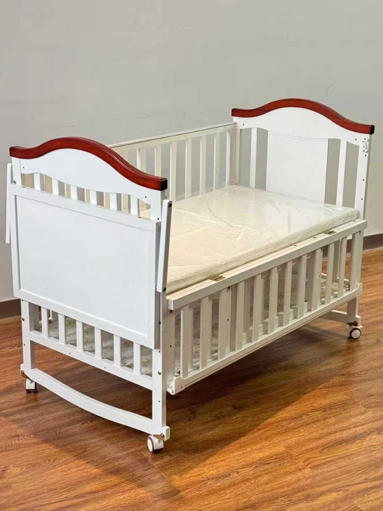 Детская кроватка, 2 в 1, с колыбелью, 120 × 60 см, из массива, матрас и подушка
