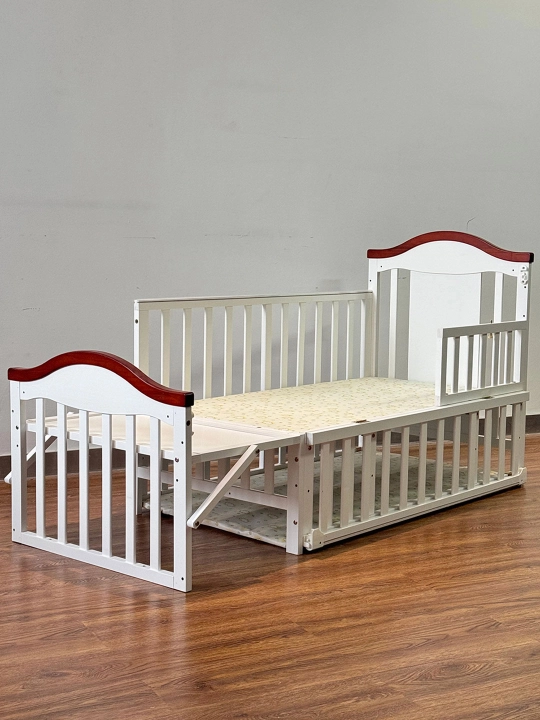 Детская кроватка, 2 в 1, с колыбелью, 120 × 60 см, из массива, матрас и подушка