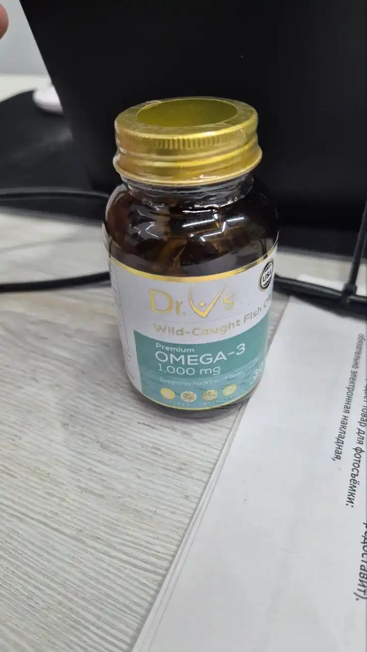 Dr.V’s Omega-3 kapsula 1000 mg, 30 dona, baliq yog‘i, yurak va miya uchun foydali