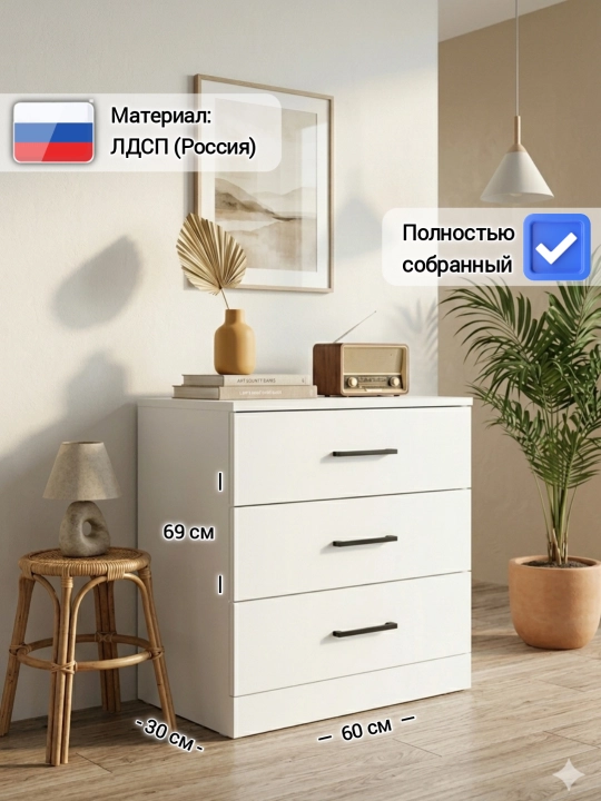 Комод KENTA для спальни и гостиной, с 3, 4 и 5 ящиками, в собранном виде - 