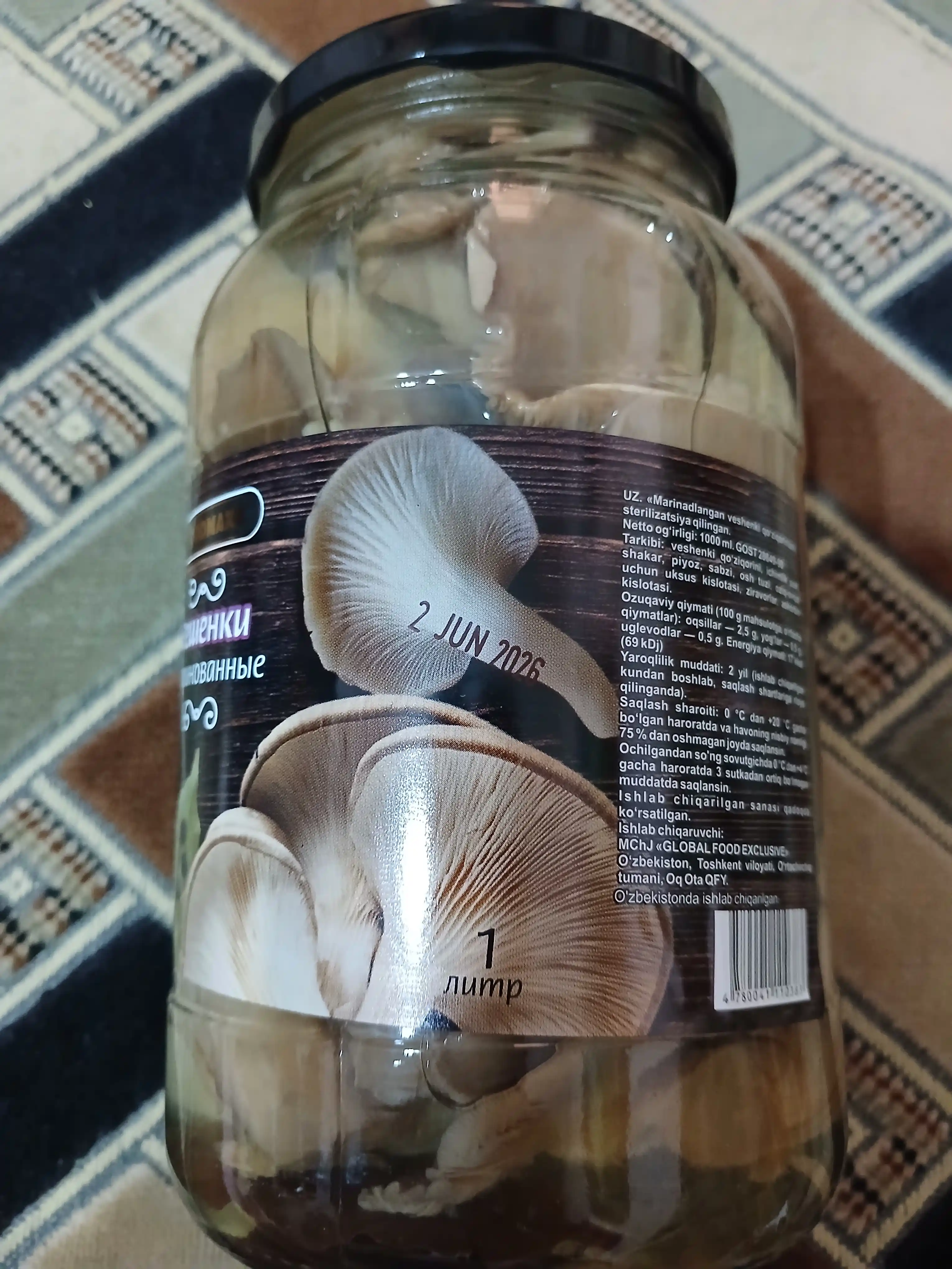 FOODMAXX marinadlangan veshyenka qo‘ziqorinlari 1000 ml