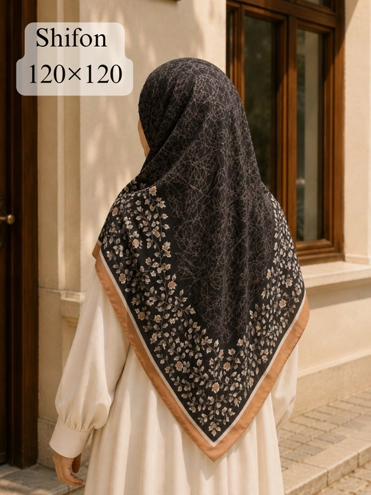 Ayollar ro‘mollari, krep-shifon, manzara ro'mol matosi harir, hijob, 120×120, 140×140 sm, Misr - 