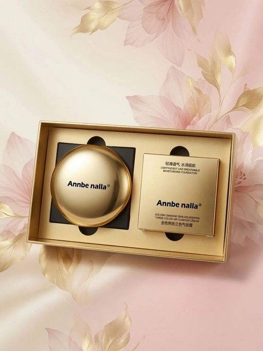 Кушон Annbe nalla Golden Diamond Nourishing Air Cushion Cream, тональный крем 3 в 1