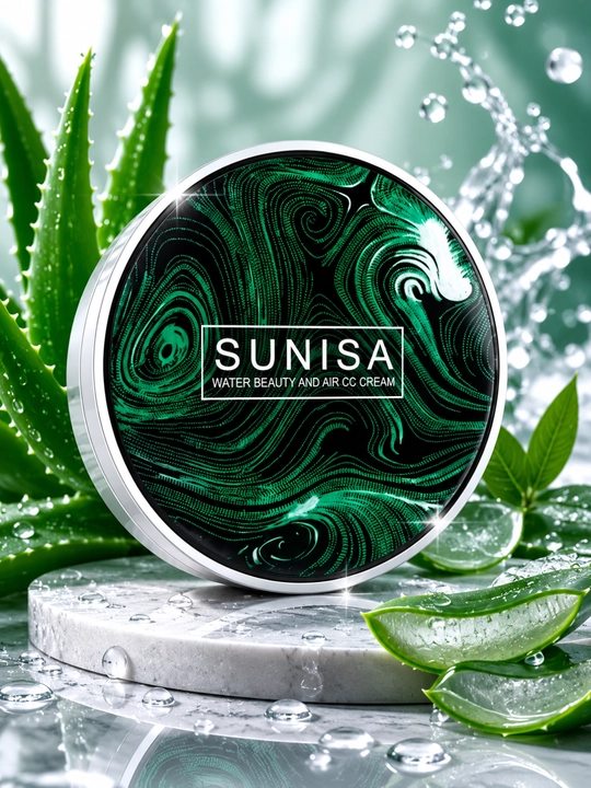 Sunisa CC Cream yuz uchun kubik gubkali namlantiruvchi tusli krem-yostiq