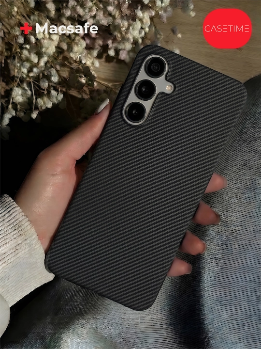 Samsung Galaxy A14, A15, A16, A17, A35, A54, A55, A56 uchun karbonli chexol — magsafe - 