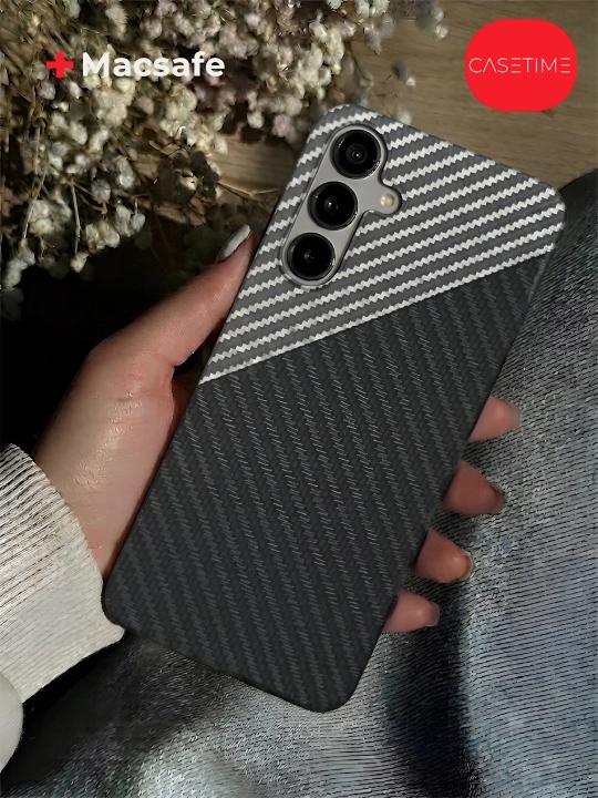 Карбоновый чехол для Samsung Galaxy A14, A15, A16, A17, A35, A54, A55, A56 — magsafe