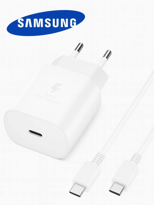 Samsung 25W quvvatlash qurilmasi Type-C kabeli bilan, o‘ta tezkor quvvatlash - 