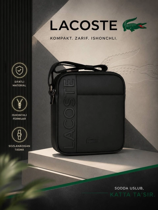 Сумка мужская через плечо, водонепроницаемая Lacoste - 