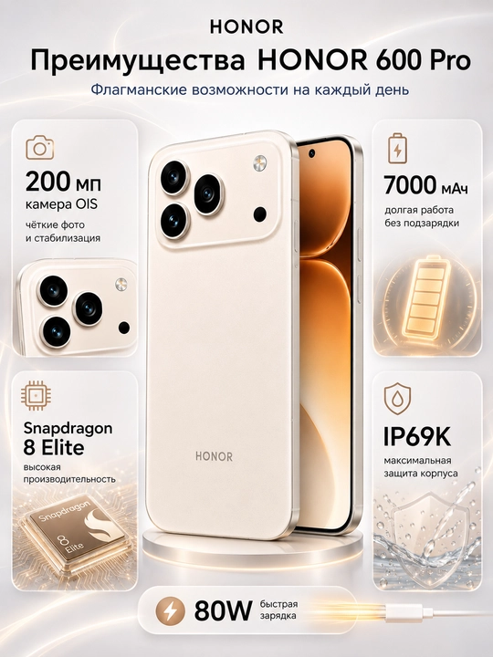 HONOR 600 Pro smartfoni, 12/512 GB, AMOLED 120 Gts, 200 MP OIS, 7000 mAh