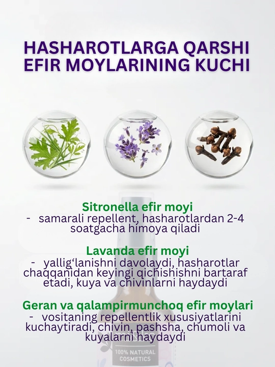MI&KO Chivinlar va hasharotlarga qarshi tabiiy sprey, 100 ml