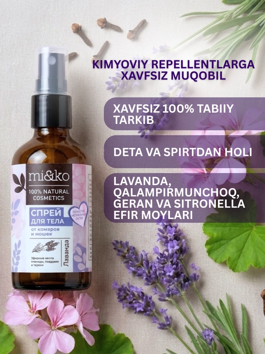 MI&KO Chivinlar va hasharotlarga qarshi tabiiy sprey, 100 ml