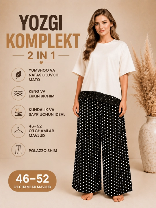 Ayollar kundalik kiyimi to‘plami oversayz futbolka va lionmatoli shim yozgi kostyum 46-52