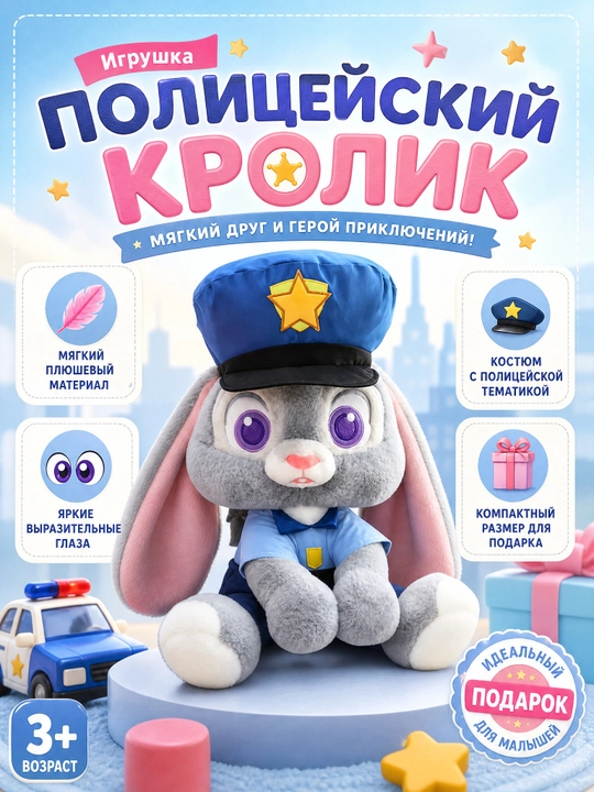 Zveropolisning plyush qahramonlari Judy Hopps va Nick Wilde bolalar uchun yumshoq oyinchoq - 