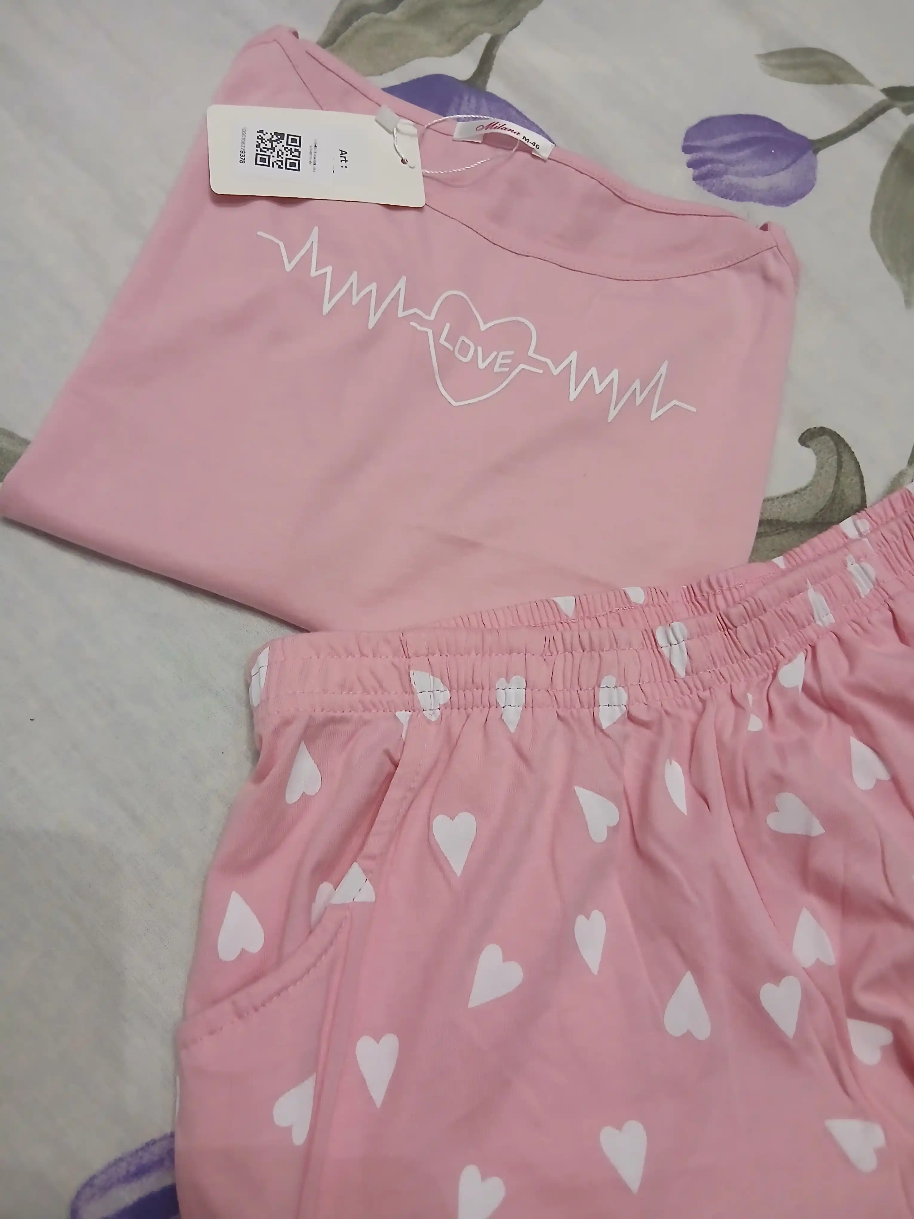 Milana ayollar uchun yozgi pijama | 100% paxta mayka va shorti komplekti