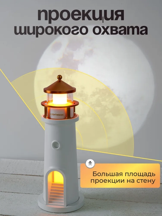 Ночник-проектор Луны для детской комнаты, маяк с пультом, 3 режима света