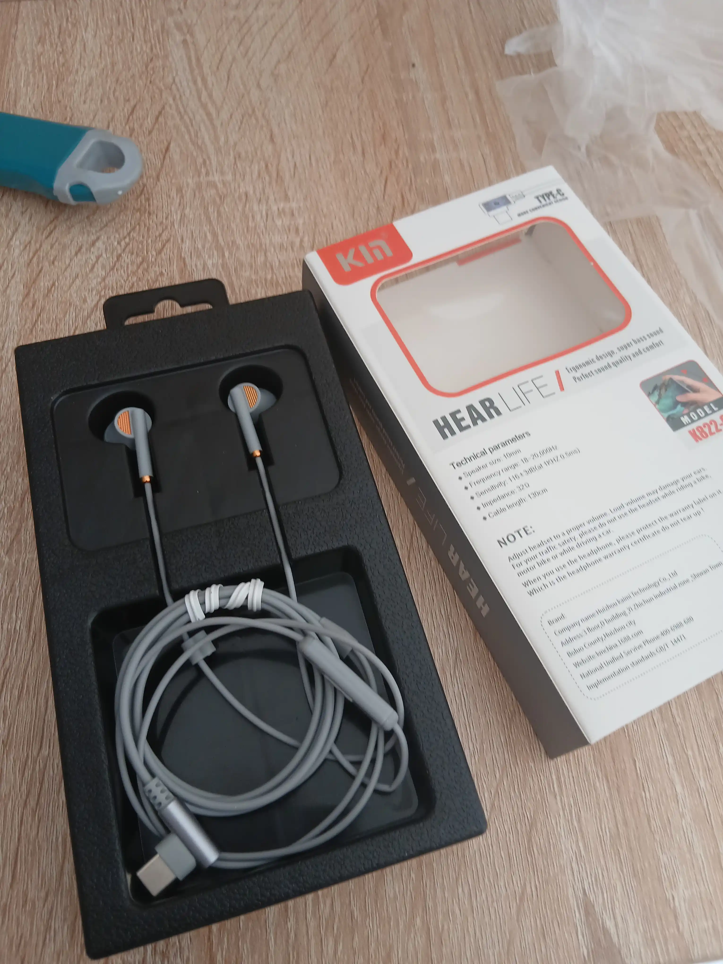 Проводные наушники KIN K822C Type-C с DAC чип, микрофоном и кнопками управления