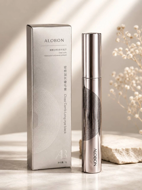 Тушь для ресниц ALOBON, с силиконовой щеточкой, удлинение, объем, водостойкая, 7 г - 