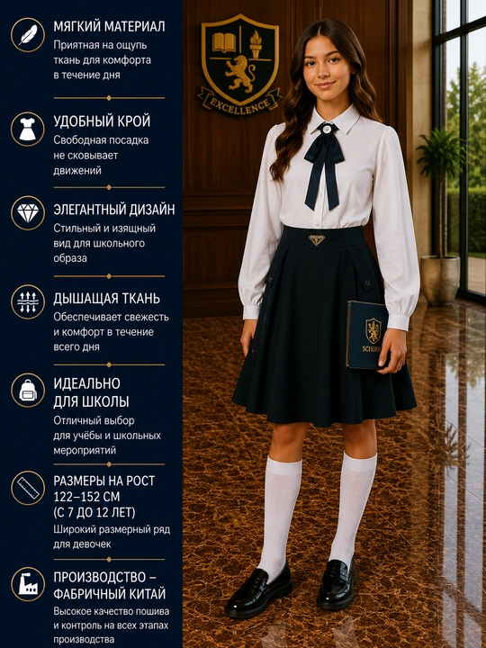 Школьная расклешённая юбка для девочек