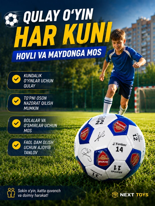 O‘yin va mashg‘ulotlar uchun 5-raqamli futbol to‘pi, turli dizayn va modellarda