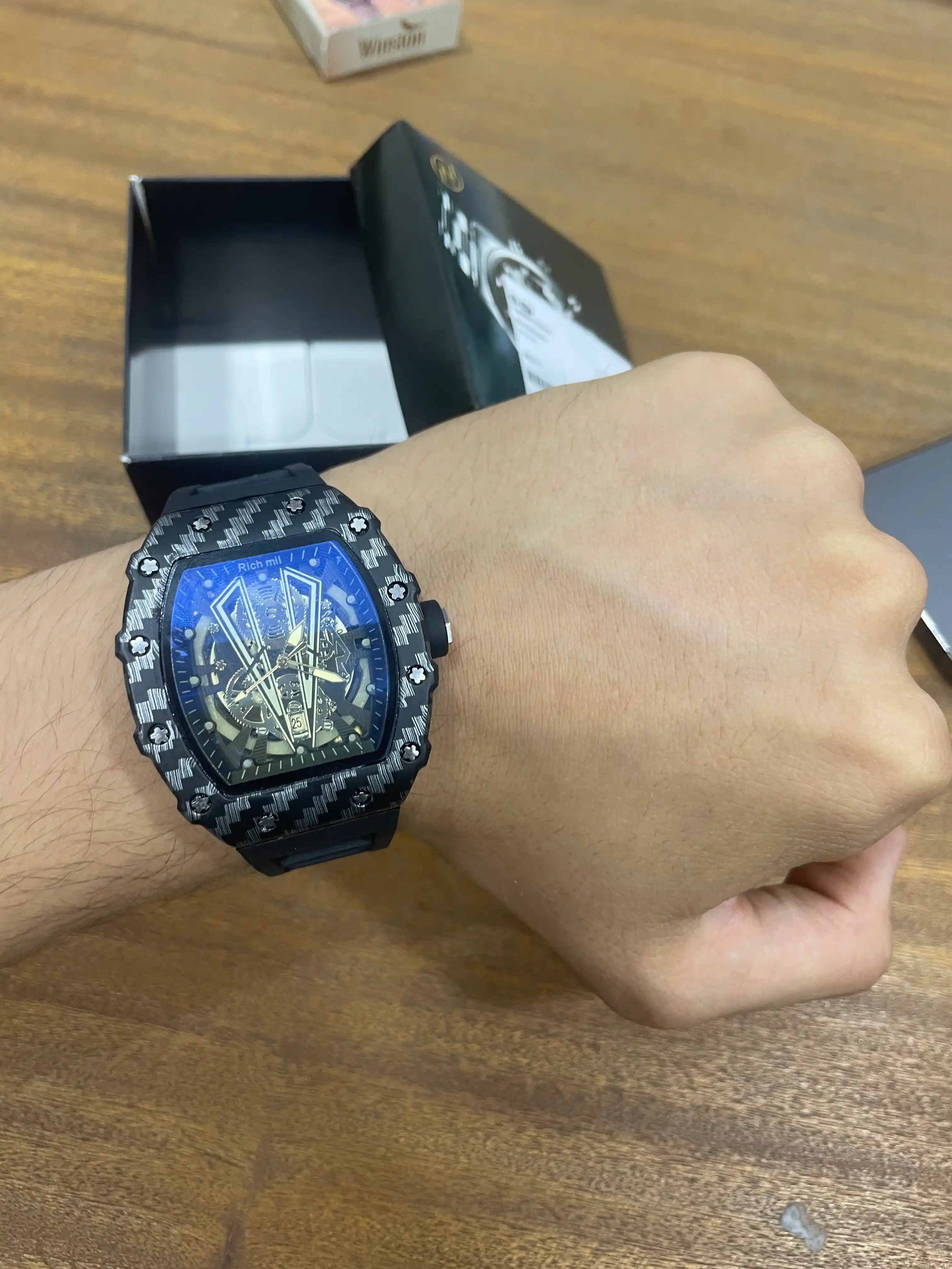 Erkaklar qo‘l soati Richard Mille, sport uslubidagi skelet quartz soat